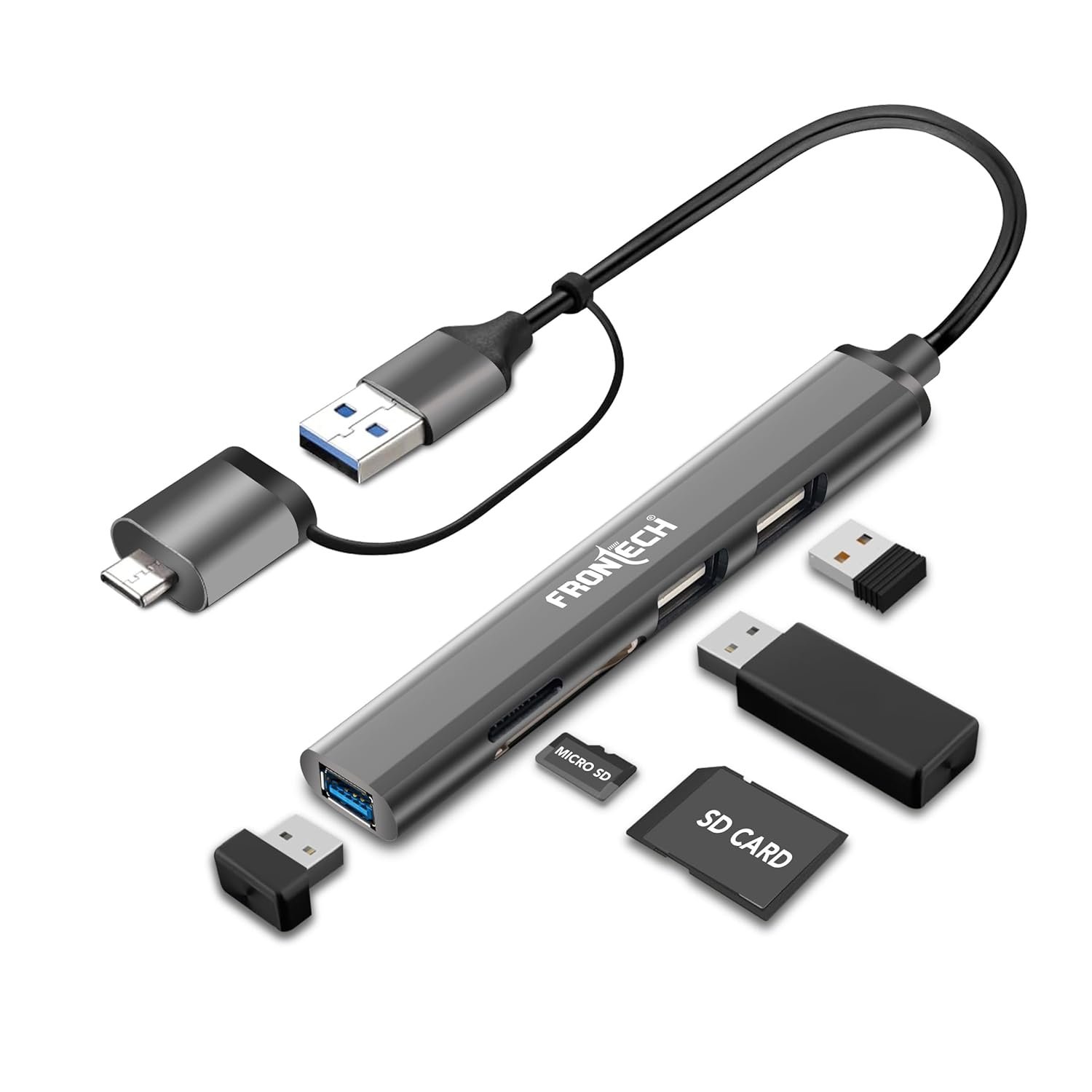 nc0040 FRONTECH 5-in-1 USB Hub, USB 3.0 - Image 1